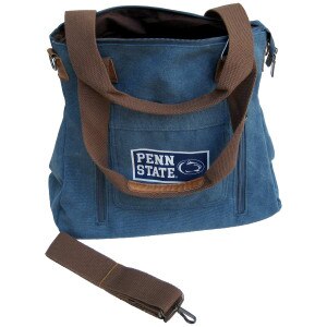 blue canvas handbag with Penn State and Athletic Logo
